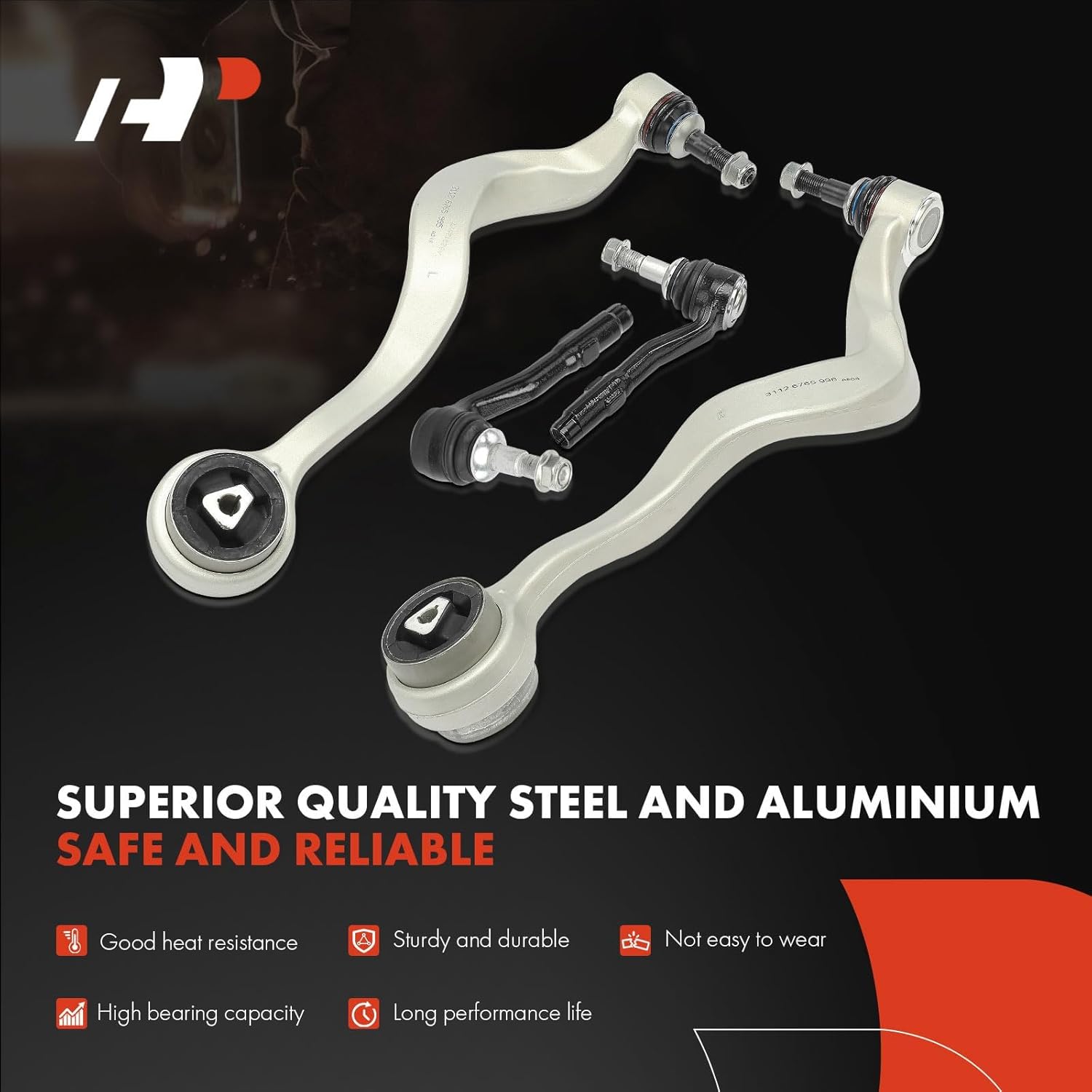 A-Premium Set of 6, Front Lower Forward Control Arm, Sway Bar Link, Outer Tie Rod End, Compatible with BMW 525i 04-07, 528i 08-10, 530i 04-07, 535i 08-10, 545i 04-05, 550i 06-10, M5 06-10