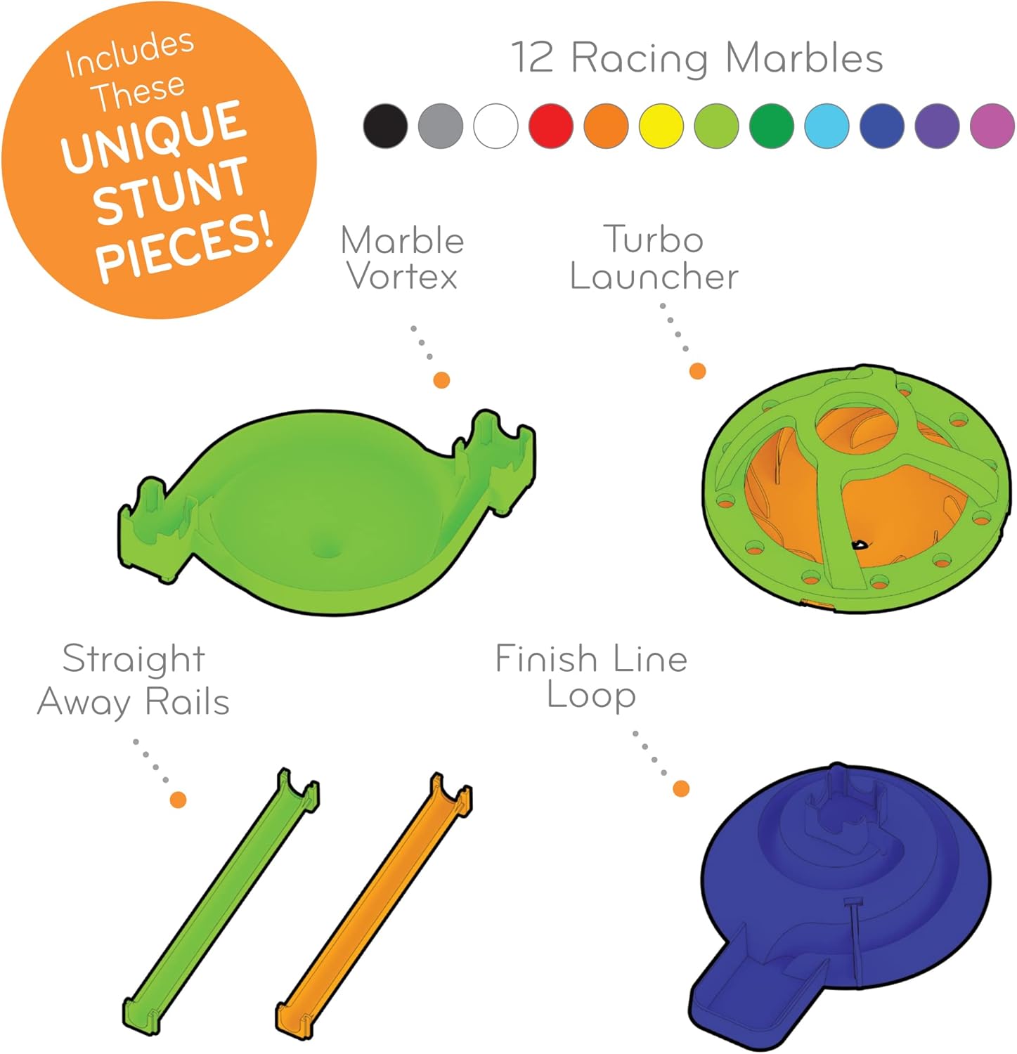 MindWare Q-BA-Maze 2.0 Super Race Set, STEM Marble Run Building Kit with Turbo Launcher and Racing Tracks, Creative Engineering Toy for Kids Ages 6+, Logic and Construction Gift