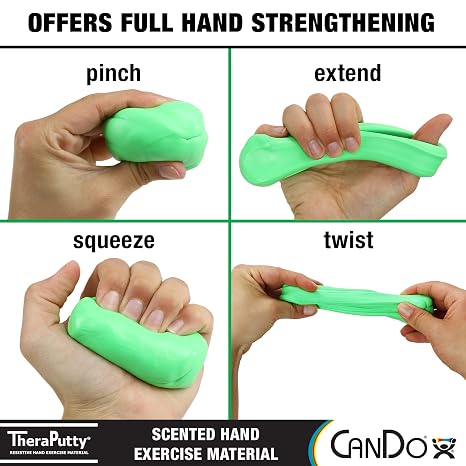 CanDo TheraPutty Scented Hand Exercise Putty for Rehabilitation, Exercises, Hand Therapy, Occupational Therapy, Apple Green Medium 5lb