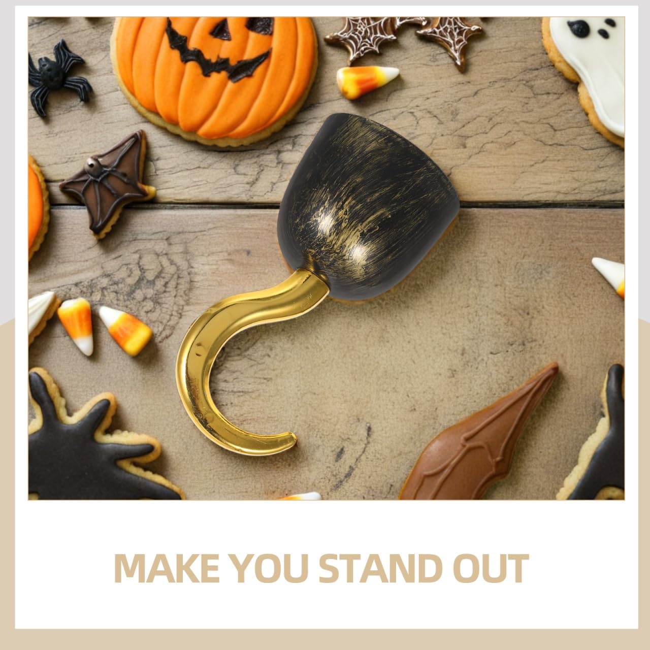 Kisangel Pirate Costume Prop, Halloween Party Pirate Hook, Plastic Hook for Kids and Adults, 7.48 Inch, Coffee