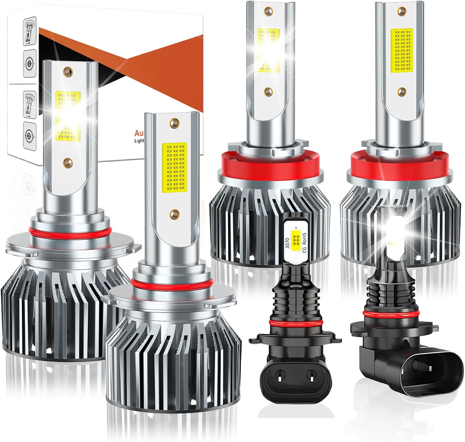 Fit for 2007 2008 2009 2010 2011 2012 2013 Toyota Tundra Fog Light Bulbs Combo,IP68, 6-Pack