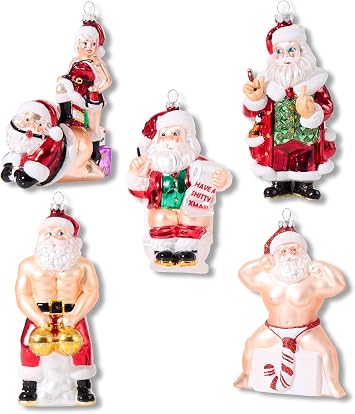 Cheeky Ornaments Funny Christmas Tree Decorations | Don't Forget to Wipe | Hand Painted Glass, Medium to Large Size Figurines to Deck Your Hall and Spice Up Your Cold Xmas Winter Nights