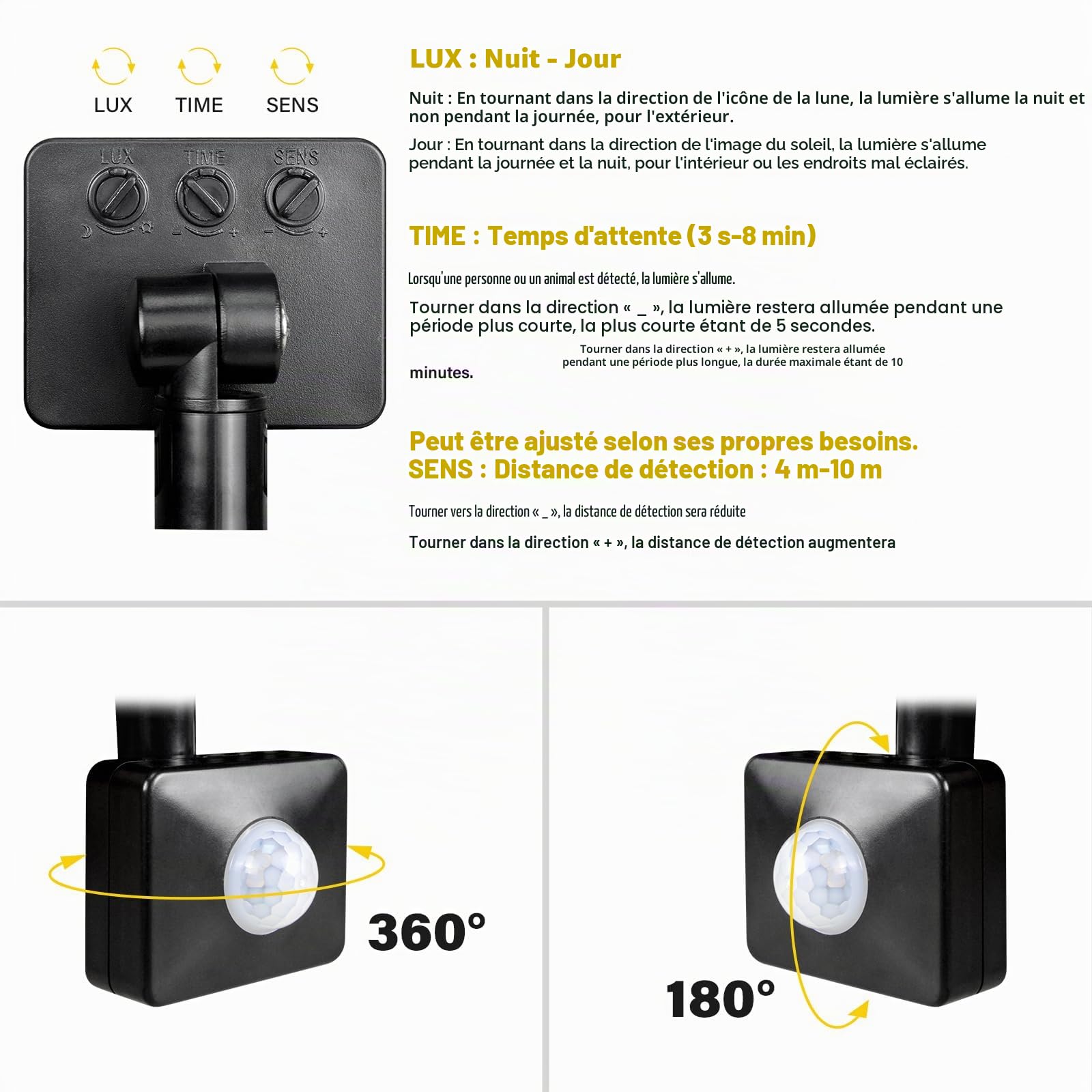 RIGIDON 150W Projecteur LED Avec Détecteur de Mouvement, 15000LM 6000K Blanche Froide Spot LED Extérieur Avec Détecteur IP66 Etanche, Éclairage de Sécurité Extérieur pour Jardin Patio Garage Terrasse