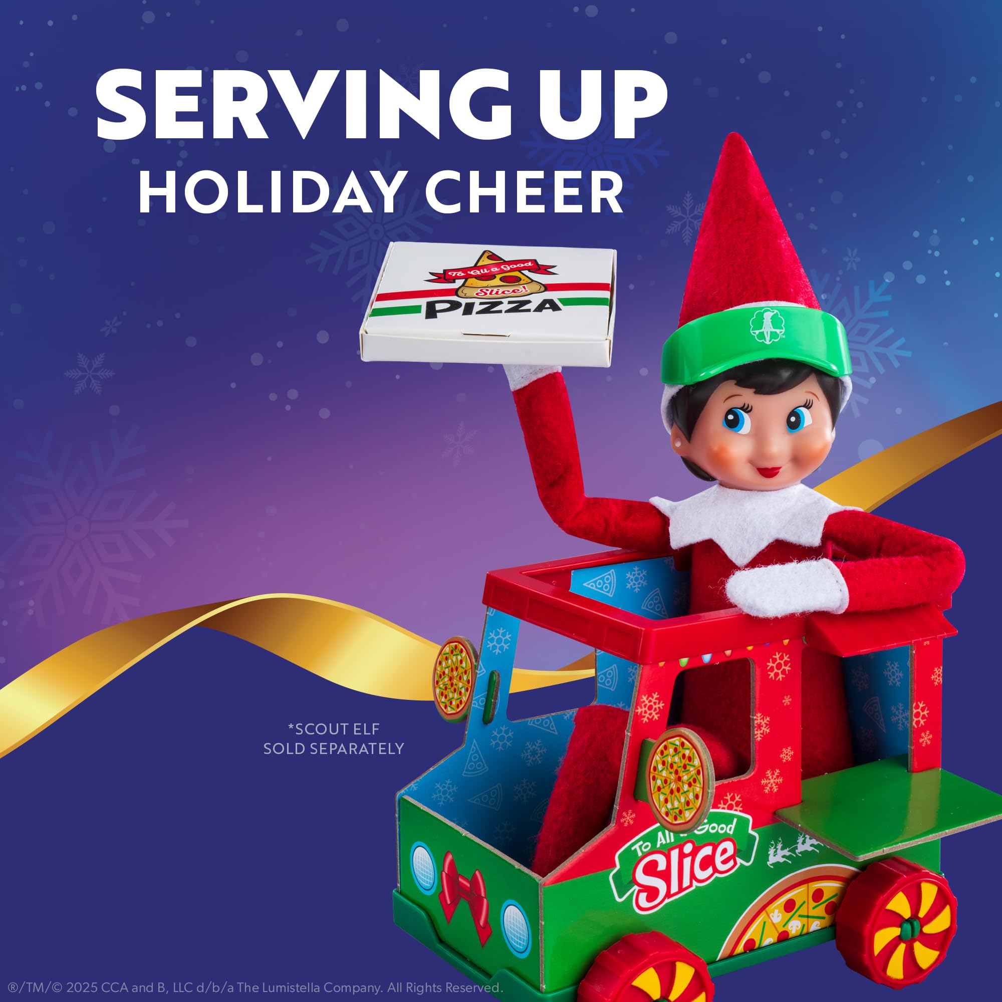 The Elf on the Shelf Polar Props Camion à Pizza Polaire – Accessoires et Accessoires pour des scènes Amusantes d'elfe de Pizza – Elfe Scout Non Inclus.