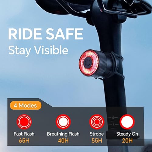 Miniatura 3 de Smart Bike Tail Lights, Brake Sensing Bicycle Rear Lights for Night Riding, Ultra Brigh LED Taillights Auto OnOff, Easy Mount Cycling Safety Brake