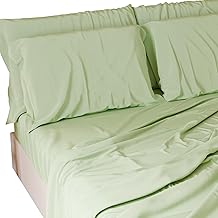 PETTI Artigiani Italiani - 3 Piece Soft and Breathable Single Bed Set with Top Sheet, Fitted Bottom Sheet and 1 Pillowcase Sage Sheets
