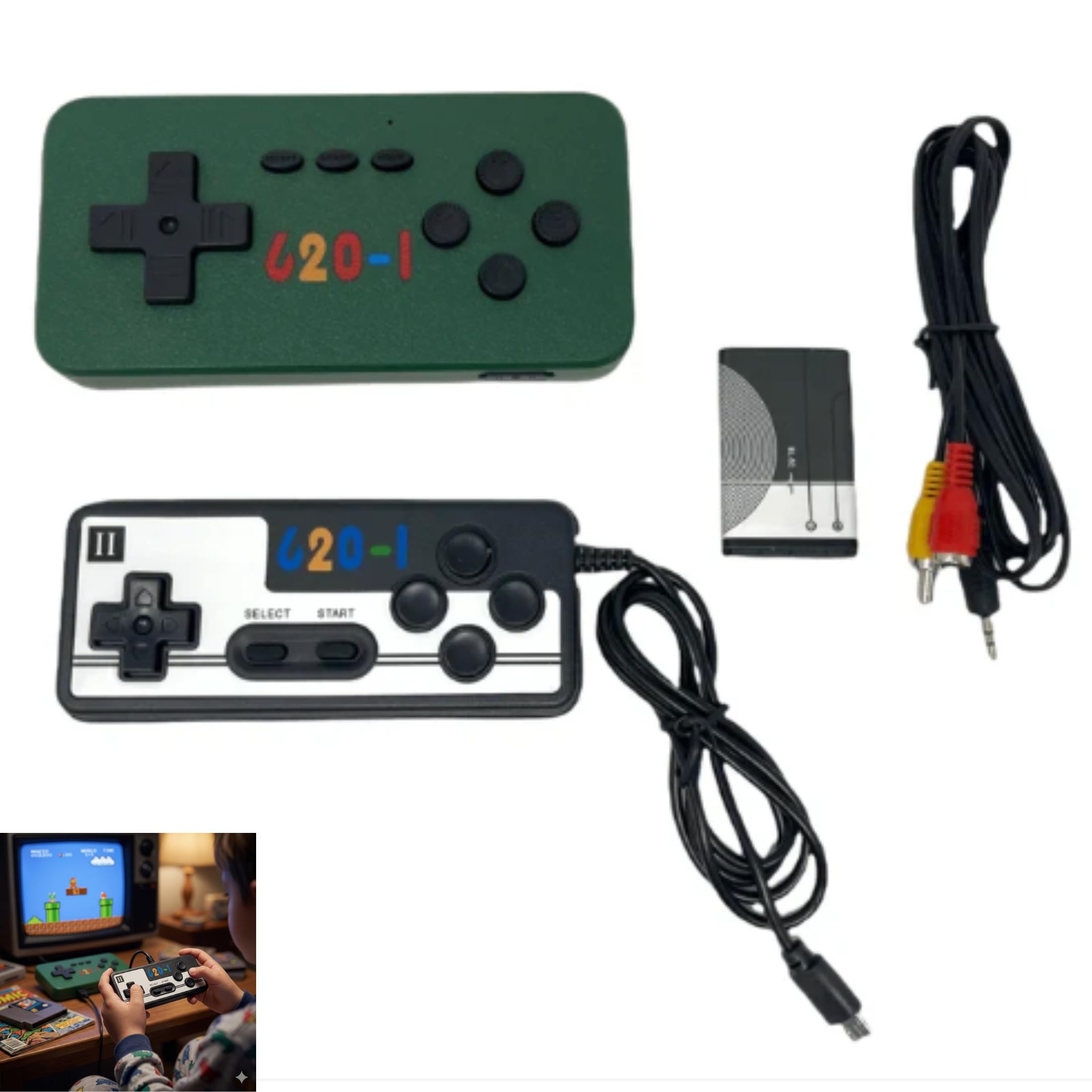 Drumstone {πππ° ππ«π«π’π―ππ₯π¬ 2+2 Year Warranty}Mini Gaming Console 620 Built in Games Retro Video Game Console with Dual Controllers AV Output Plug and Play Classic 8 Bit Game for TV Kids Adult