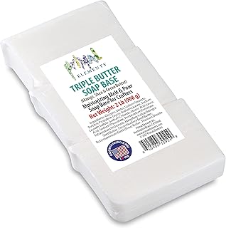 Primal Elements Triple Butter Soap Base (Mango, Shea, and Cocoa Butter) - Moisturizing Melt and Pour Glycerin Soap Base for Crafting and Soap Making, Vegan, Cruelty Free, Easy to Cut - 2 Pound