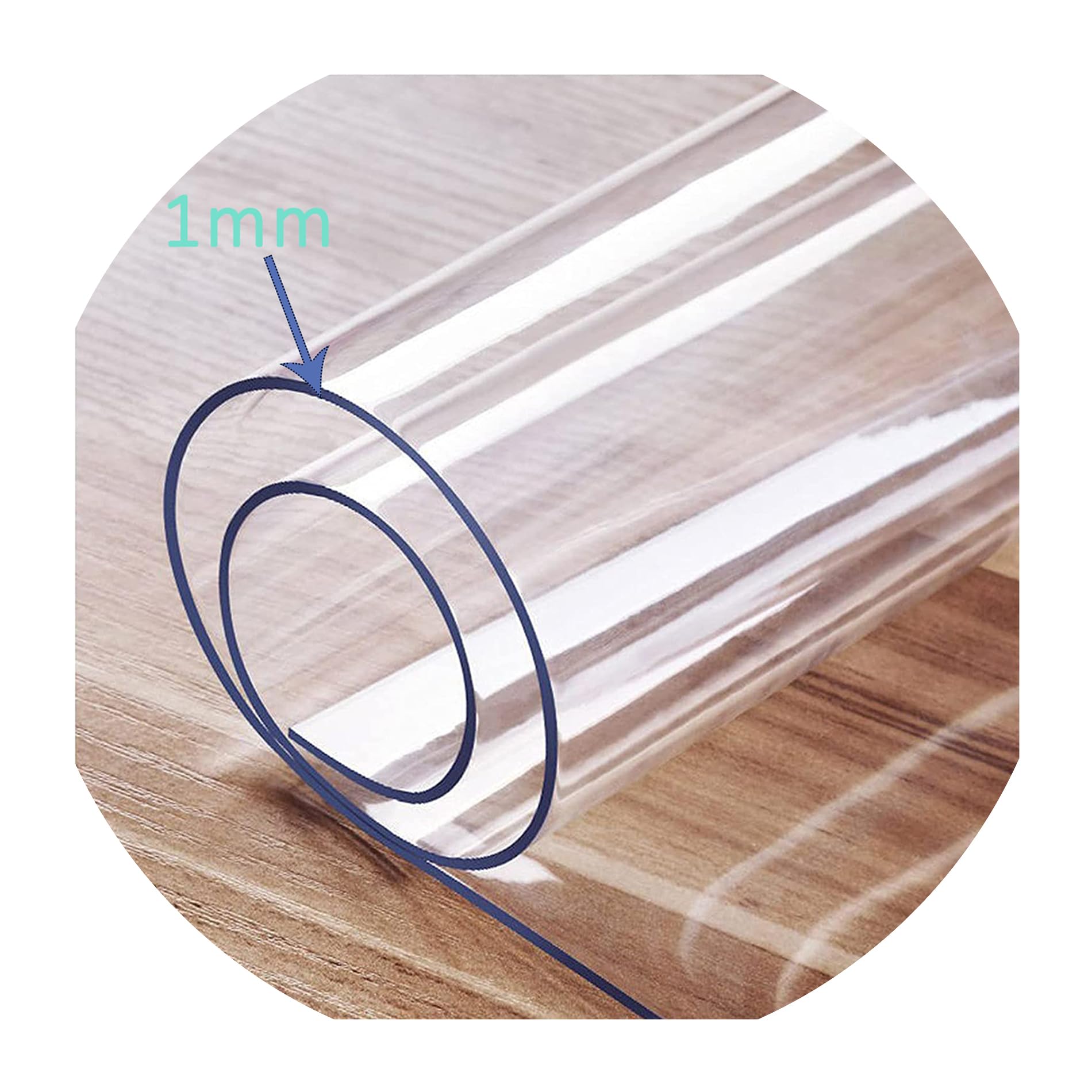 Rechteckig Transparente PVC Tischdecke Glasklar Tischfolie,Wasserdicht Hitzebest?Ndig Kratzfest Leicht Zu Reinigen Hochfest,Geeignet FüR KüChe Couchtisch Und Garten. 1mm-100x220cm