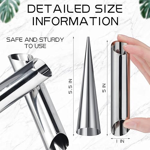 Miniatura 9 de Yexiya 50 tubos de cannoli de acero inoxidable, moldes de cuerno de crema, moldes de pastelería danesa antiadherentes para croissant, conchas