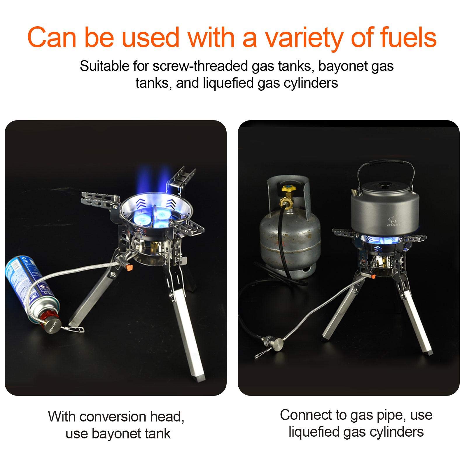 - Hornillo de camping - Quemador de cocina de alto rendimiento de 6800 W con encendido piezoeléctrico y bolsa de transporte - Hornillo portátil de camping con ajuste de potencia de fuego multinivel | con encendido piezoeléctrico y bolsa de transporte - Ho