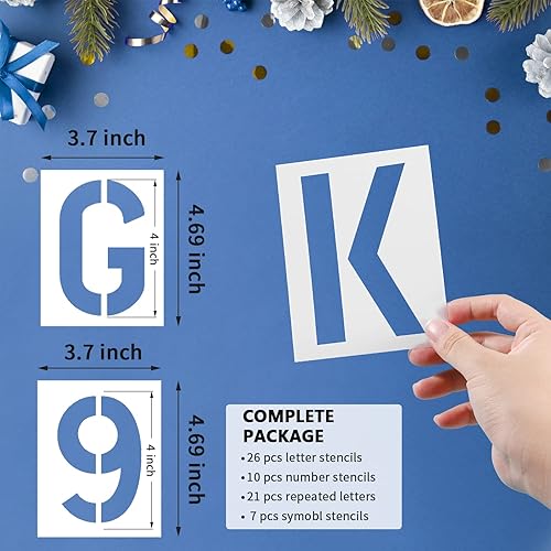 Miniatura 6 de Plantillas de letras para pintar reutilizables plantillas pequeñas de 4 pulgadas para pintura en aerosol de plástico con letras del alfabeto para