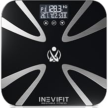 INEVIFIT Body Fat Scale, Highly Accurate Digital Bathroom Body Composition Analyzer, Measures Weight, Body Fat, Water, Muscle, BMI, Visceral Levels & Bone Mass for 10 Users. Includes Batteries