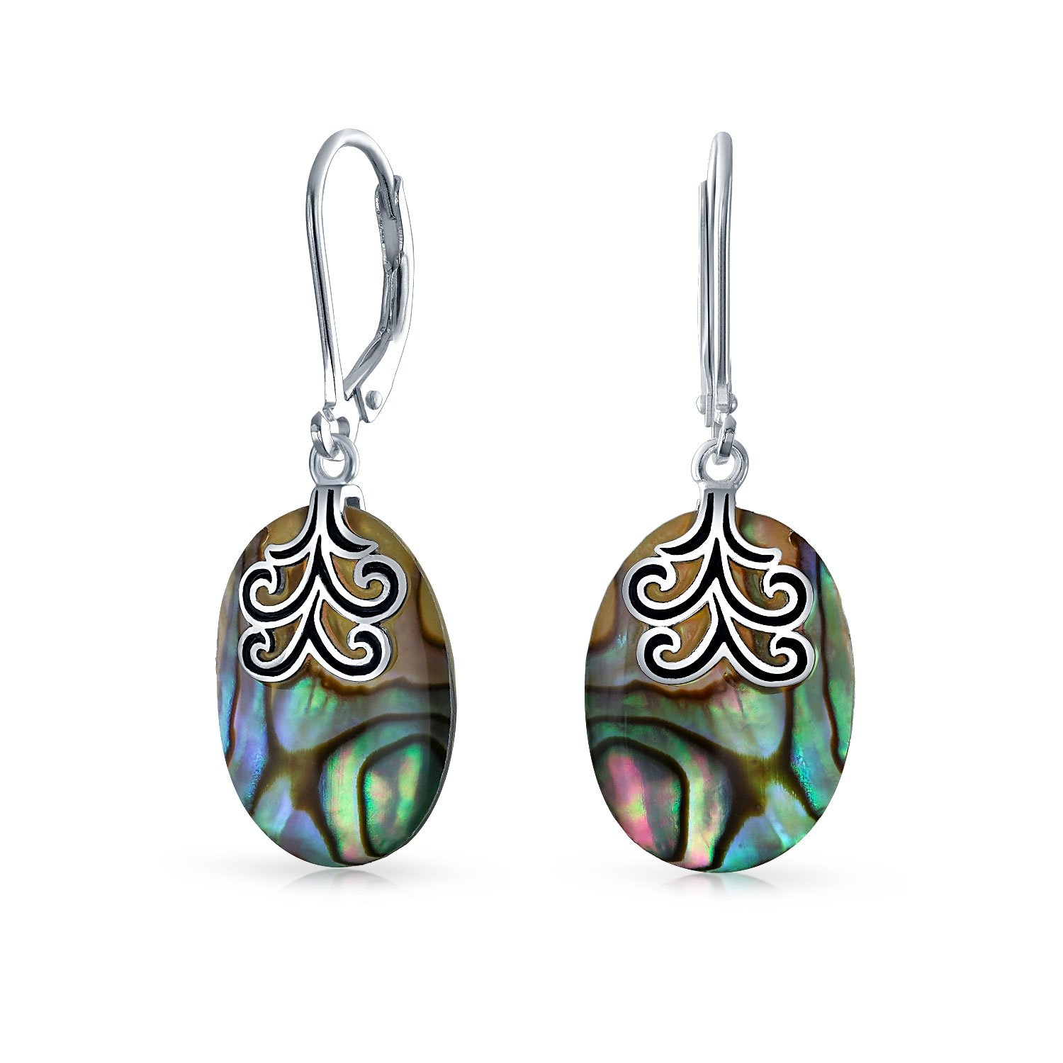 Boucles d'oreilles argent 925 filigrane et ormeau naturel chic - 6