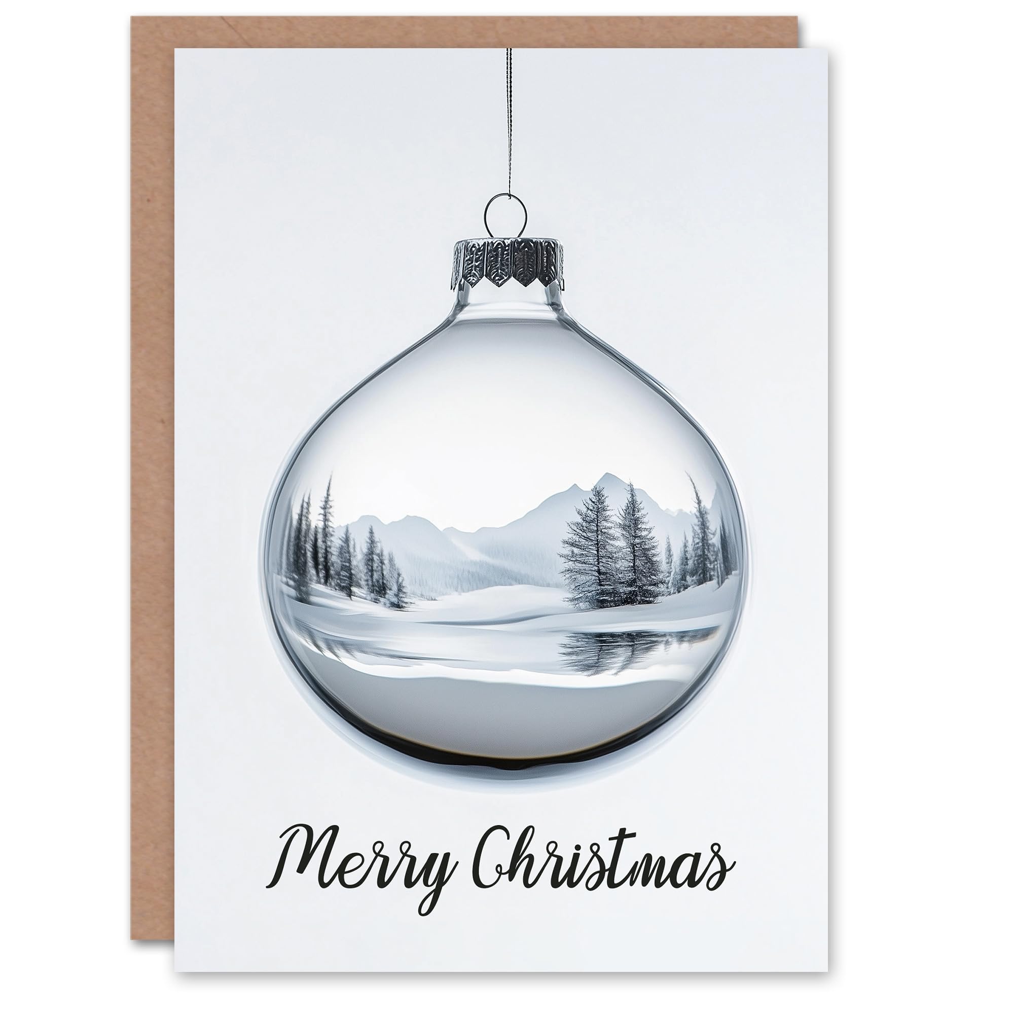 Artery8 Winter Forest Landscape Reflected On Bauble Blank For Him Or Her Art Christmas Card