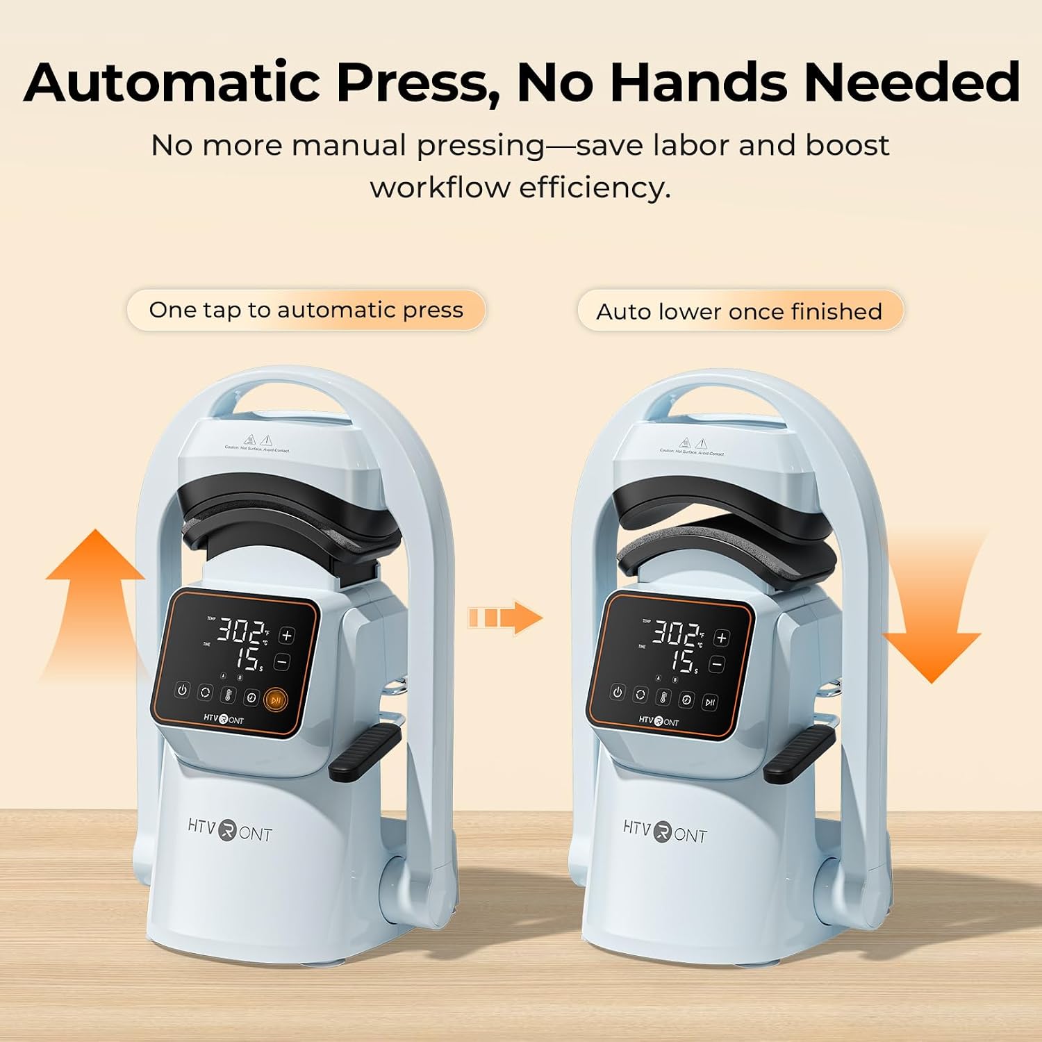 htvront auto hat press machine - hat heat press machine with precise temp&timer control, hat heat press machine for caps with 2 platens, compatible with dtf film, embroidery, sublimation (blue)