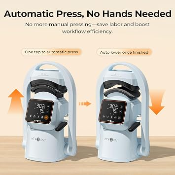 HTVRONT Auto Hat Press Machine - Hat Heat Press Machine with Precise Temp&Timer Control, Hat Heat Press Machine for Caps with 2 Platens, Compatible with DTF Film, Embroidery, Sublimation (Blue)