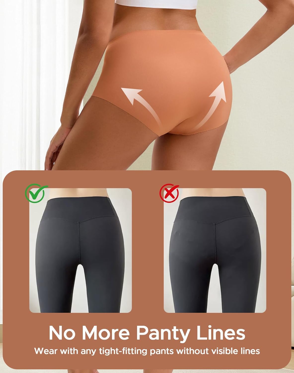 INNERSY Women's Seamless High Waisted Underwear No Show Panties Lightweight Full Coverage Briefs 4-Pack - Image 2