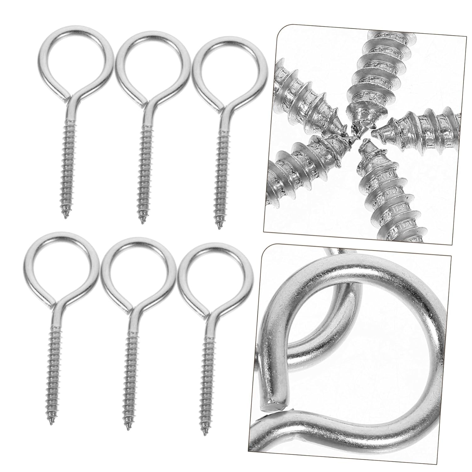 CANIGHT 10pcs Set of Metal Screw Hooks Screw Eyes and for Load Securing Multi-Functional for Swing Hammocks Wall Hanging
