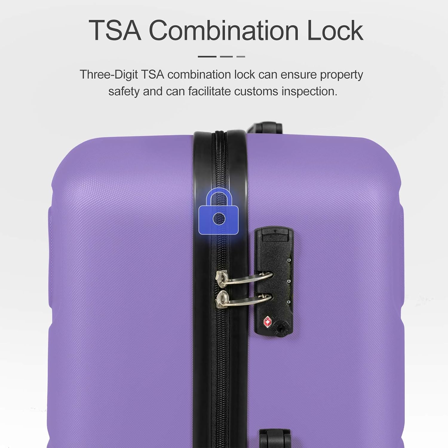 Ceilo PC+ABS Hardside Luggage Sets with TSA Combination Lock,Lightweight Suitcase With 360° Spinner Double Wheels,Violet,3-piece Travel Luggage Set (20/24/28)