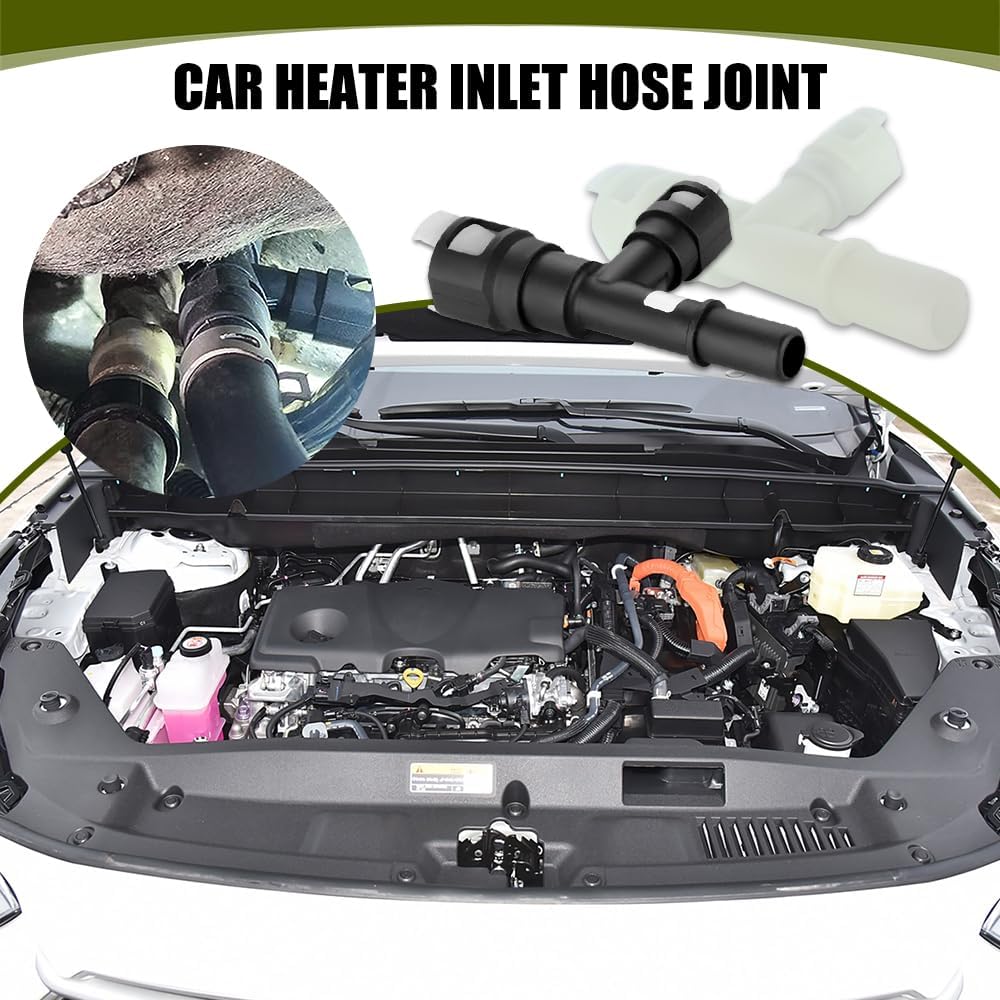 2PCS Car Heater Hose Connector Replacement OEM#15055343 15055342, Waterproof Connectors for Heater Hose Fitting, T-Coolant Hose Connector Compatible with GMC Chevrolet Cadillac (Black & White)