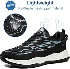 Zapatos de Seguridad para Hombre Zapatillas de Trabajo con Punta De Acero Ligero Transpirables Antideslizantes Zapatos Trabajo Negro 36-49 EU4