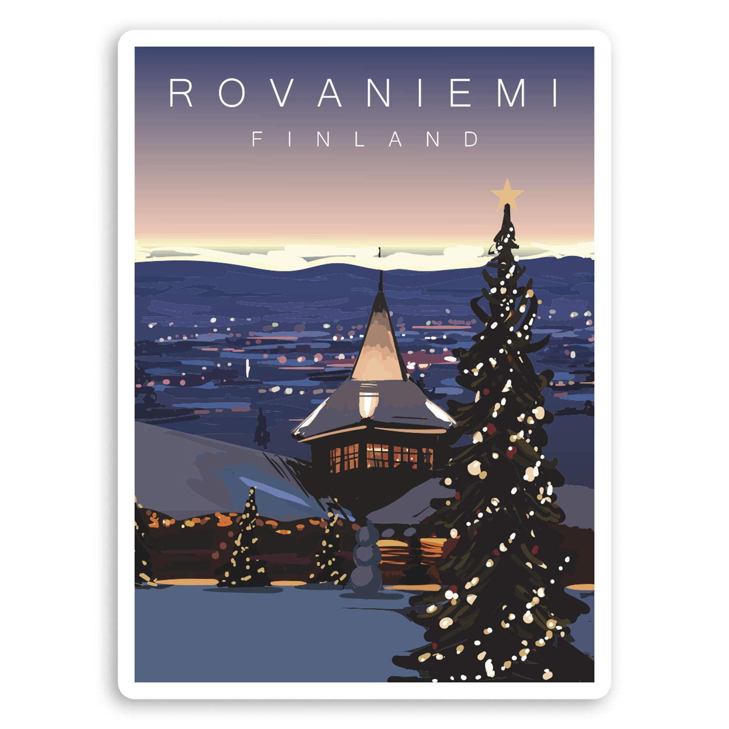 Destination Vinyl Ltd Multi 2 X 10Cm Rovaniemi Finland Vinyl Stickers Lapland Travel Luggage Sticker #20773 (10Cm Tall)
