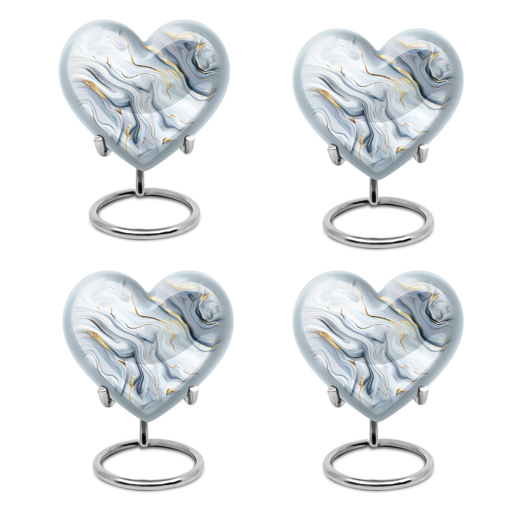 White Marble Small Urn, Decorative Urn, Heart Urn, Cremation Urns for Human Ashes, Urn for Ashes for Women, Metal Urn for Ashes Adult Male, Keepsake Urns for Human Ashes (Size - 3 Inch, 4 Pcs)