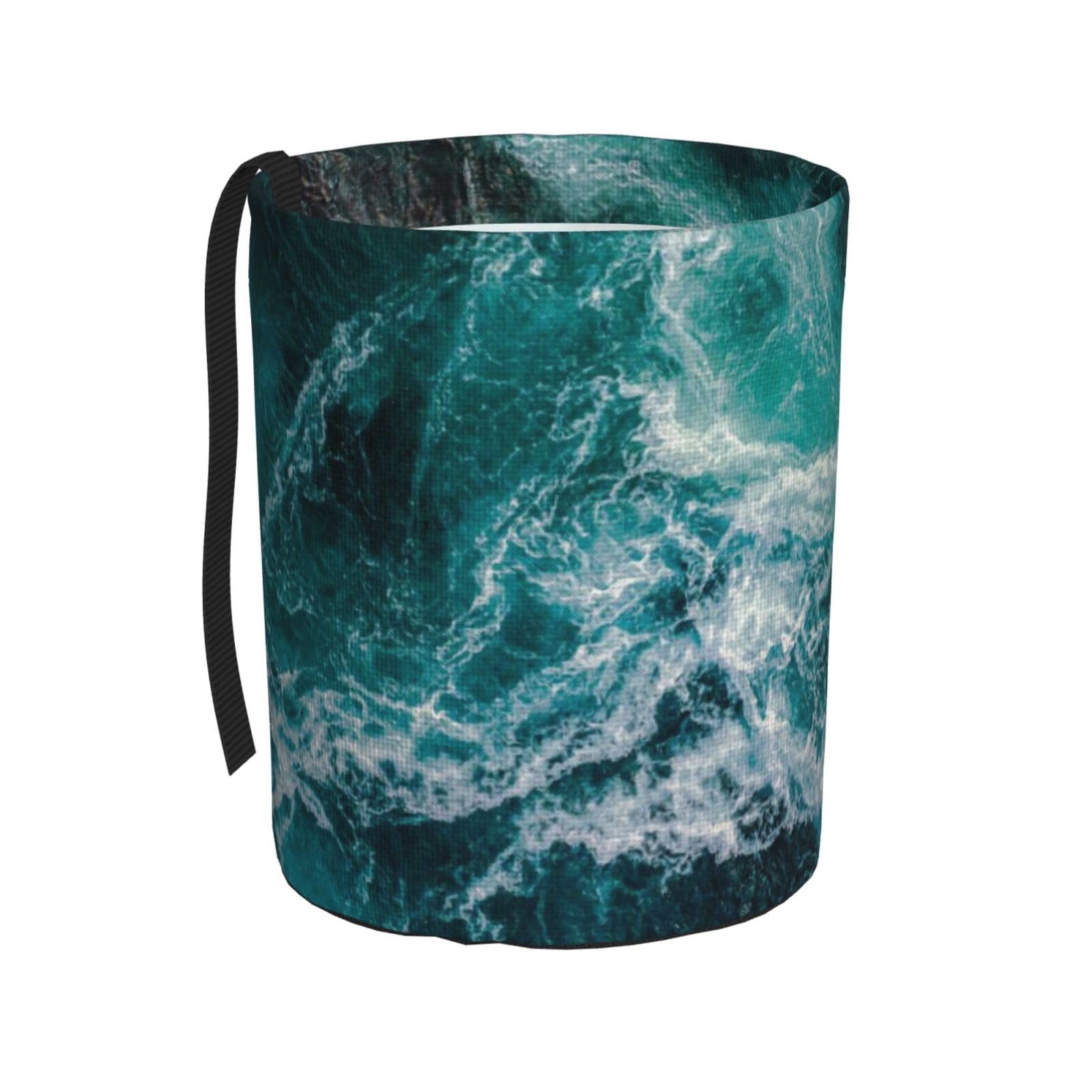 Waves of Water of The River and The Sea Meet Each 3-Liter Car Trash Can, Foldable Car Trash Bin | Suitable for Car Storage, Picnicking, and Camping