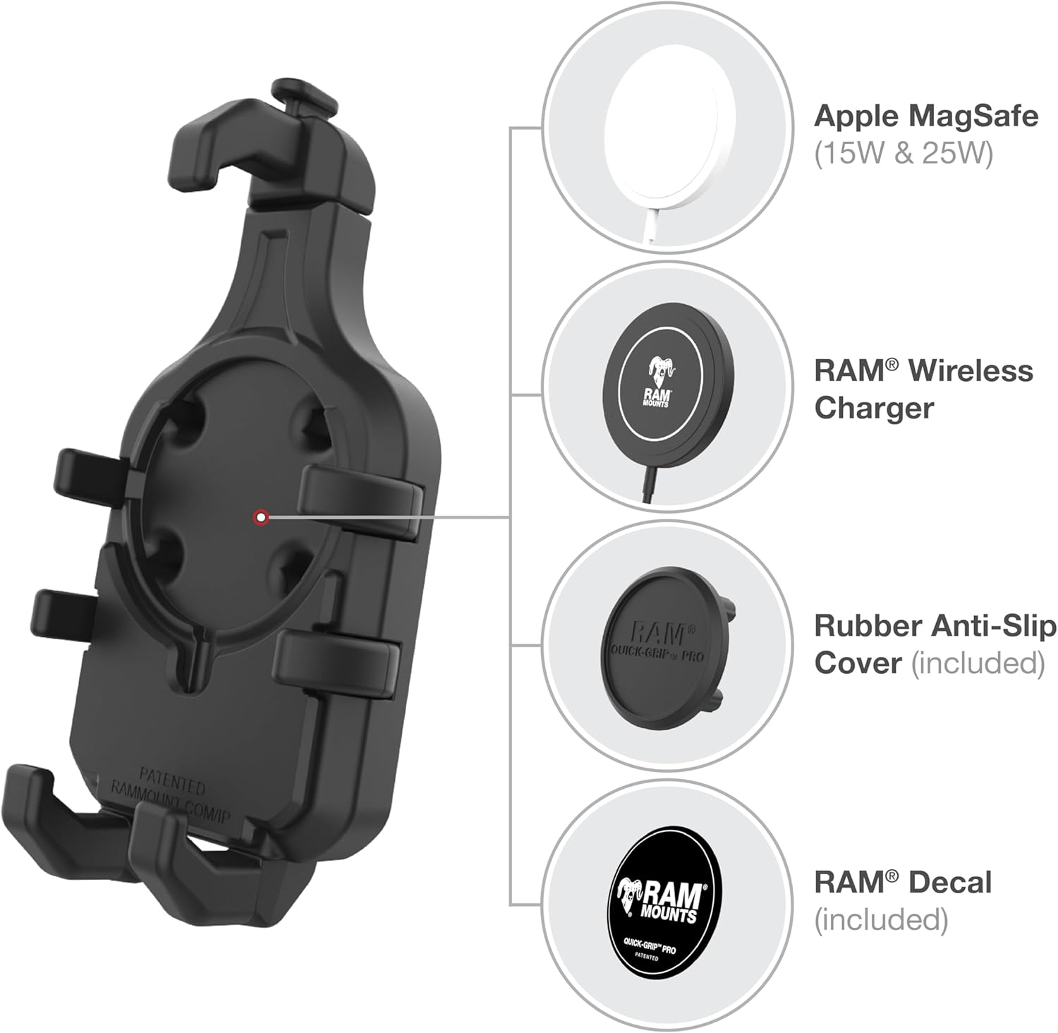 RAM MOUNTS Quick-Grip Pro Phone Holder with B-Size (1") Ball & Vibration Damper RAM-HOL-PD5BVU