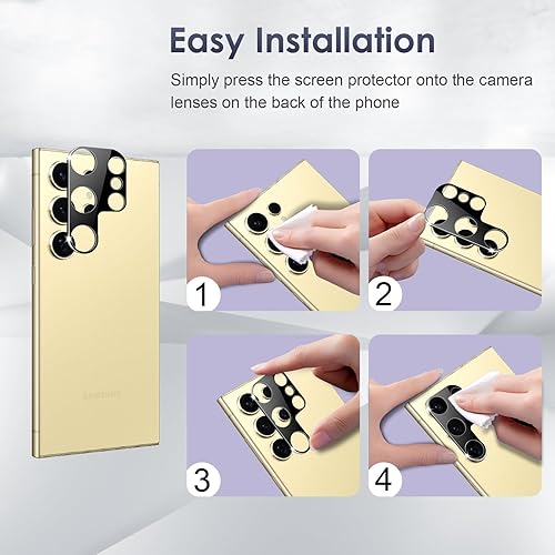 Miniatura 7 de Kiewhay Vidrio templado compatible con Samsung Galaxy S24 Ultra 5G Protector de pantalla de 6.8 pulgadas, 2 protectores de pantalla + 2 protectores