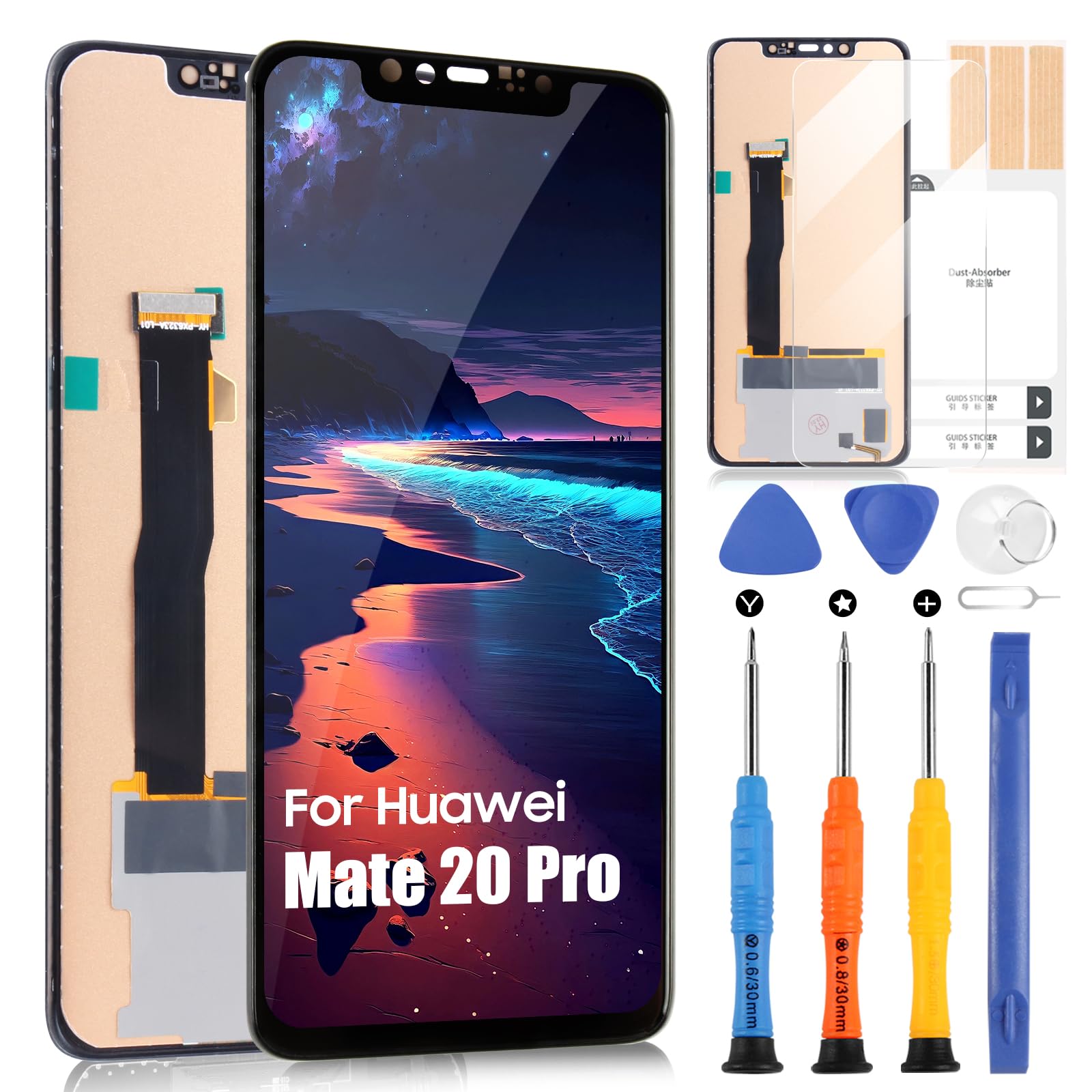 Écran LCD Remplacement Pour Huawei Mate 20 Pro – Modèles LYA-L09/LYA-L29, Kit De Réparation Inclus, Sans Empreinte