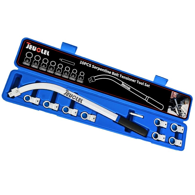 Kit de ferramentas para remoção de polia tensora da correia auxiliar JEUCLEL JEEU045 com adaptadores de 12 a 19 mm, 10 peças