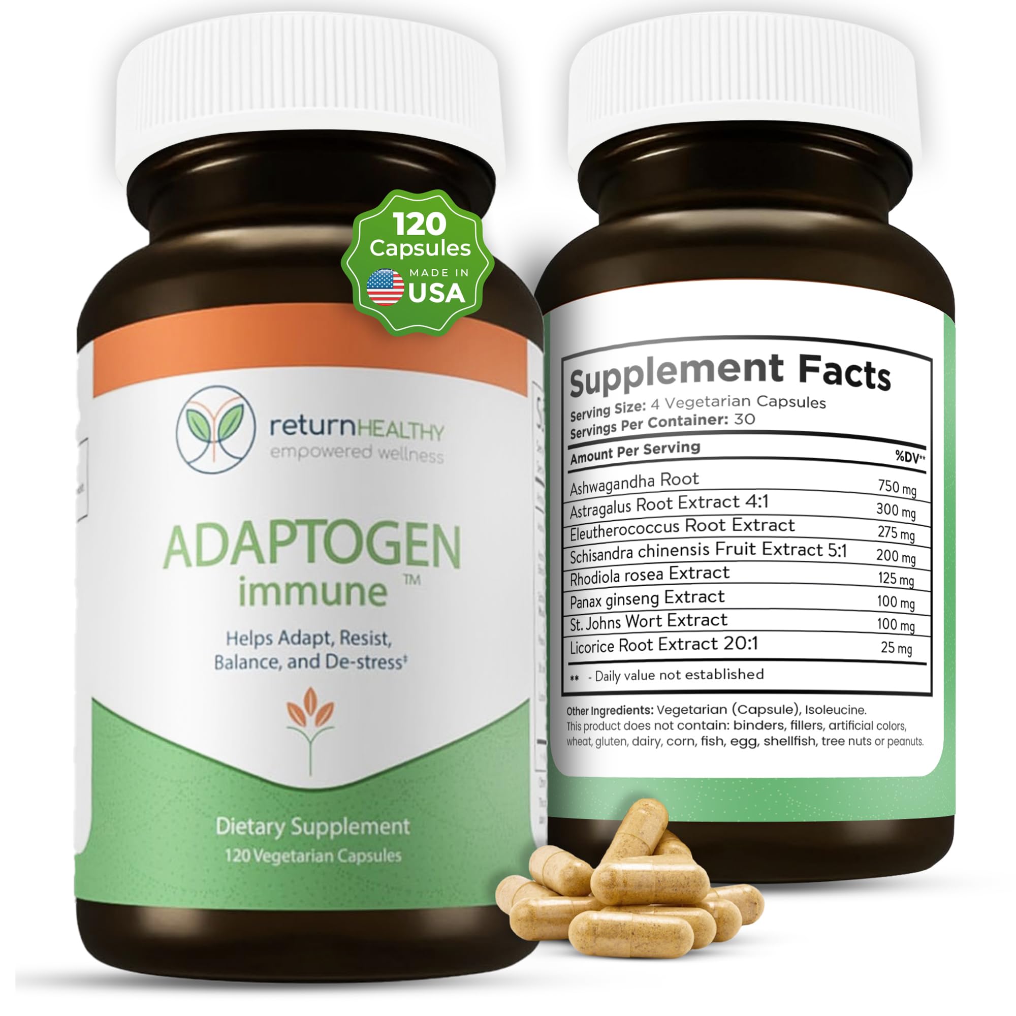 Sponsored Ad - Adaptogen Immune, Adaptogens Supplements, Ashwagandha Supplements with Siberian Ginseng, Astragalus Root, and More - Promotes Healthy Body Functioning - Stress Relief Supplement, 120 Capsules