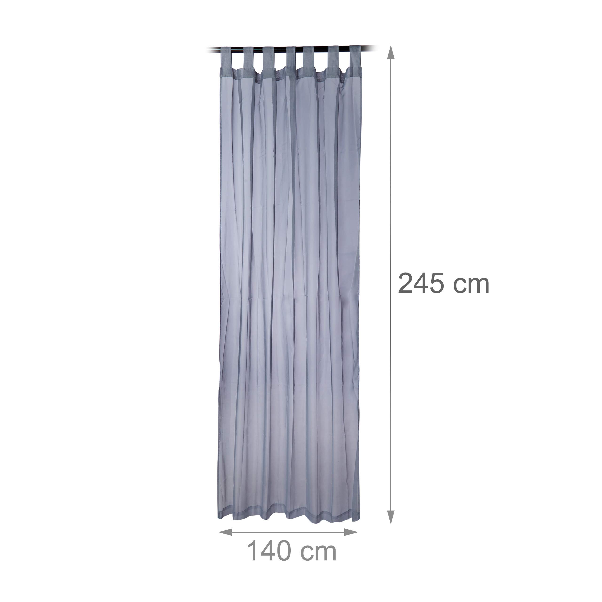 Relaxdays Vorhänge mit Schlaufen im 2er-Set, Voile, halbtransparent, einfarbig, Polyester, u. Größen | halbtransparente Gardinen, einfarbig, Polyester HxB 245x140 cm, 4er Set
