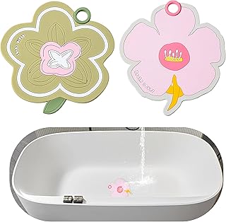 (2 pieces) Flower-shaped silicone bathtub drainage cover - bathtub plug drainage plug, bathtub drainage plug, suitable for bathroom, children's bathroom necessities, children's bathtub accessories (2)