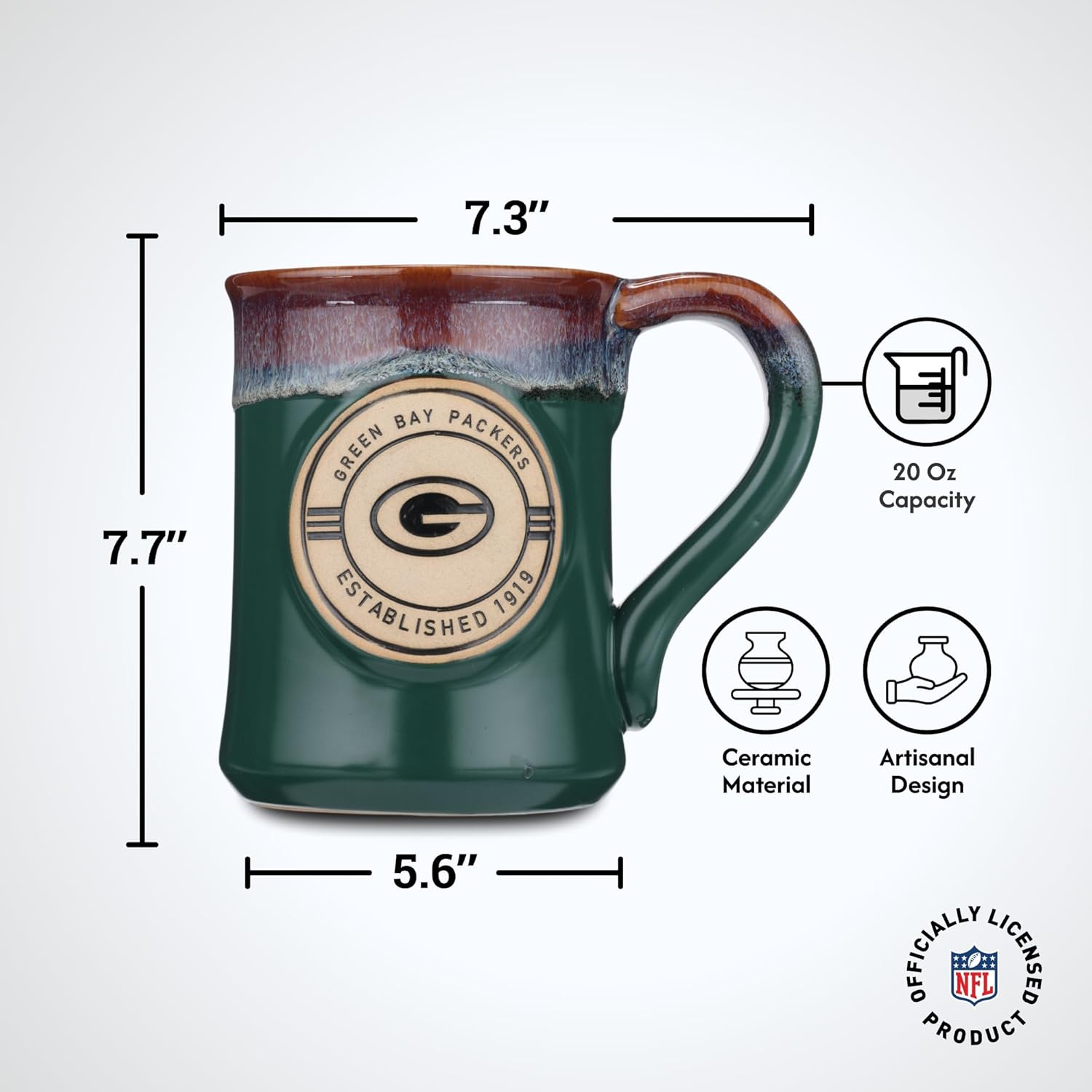 The Memory Company | Licensed NFL 20oz 3D Hand Sculpted Mug,Greenbay Packers - Image 4