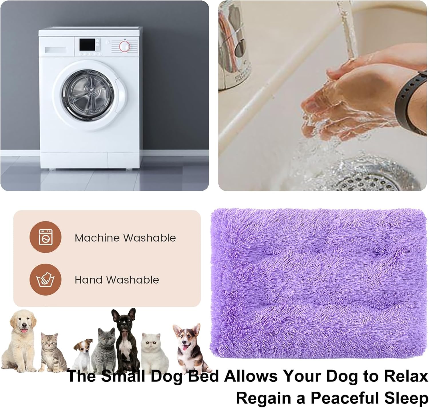 Dog Crate Mat, Dog Bed for Large Dogs, Comfy Fluffy Kennel Pad Anti-Slip for Dog beds & Furniture, Quilted Dog Bed for Pets for Medium/Small Dogs Cats (Color : Purple, Size : 48x33)