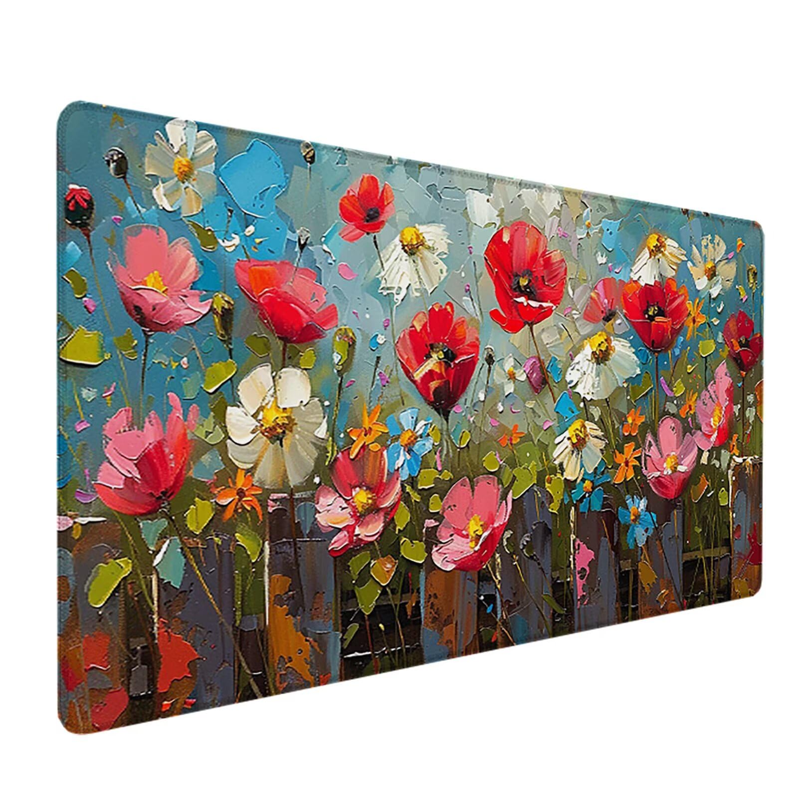 Flor Alfombrilla Ratón Gaming XXL 1500 x 800 mm, Alfombrilla Gaming Rojo Mousepad con Base de Goma Antideslizante, Impermeable Desk Mat para Teclado y Raton, Accesorios Gaming, Regalos de Hombre 9-8