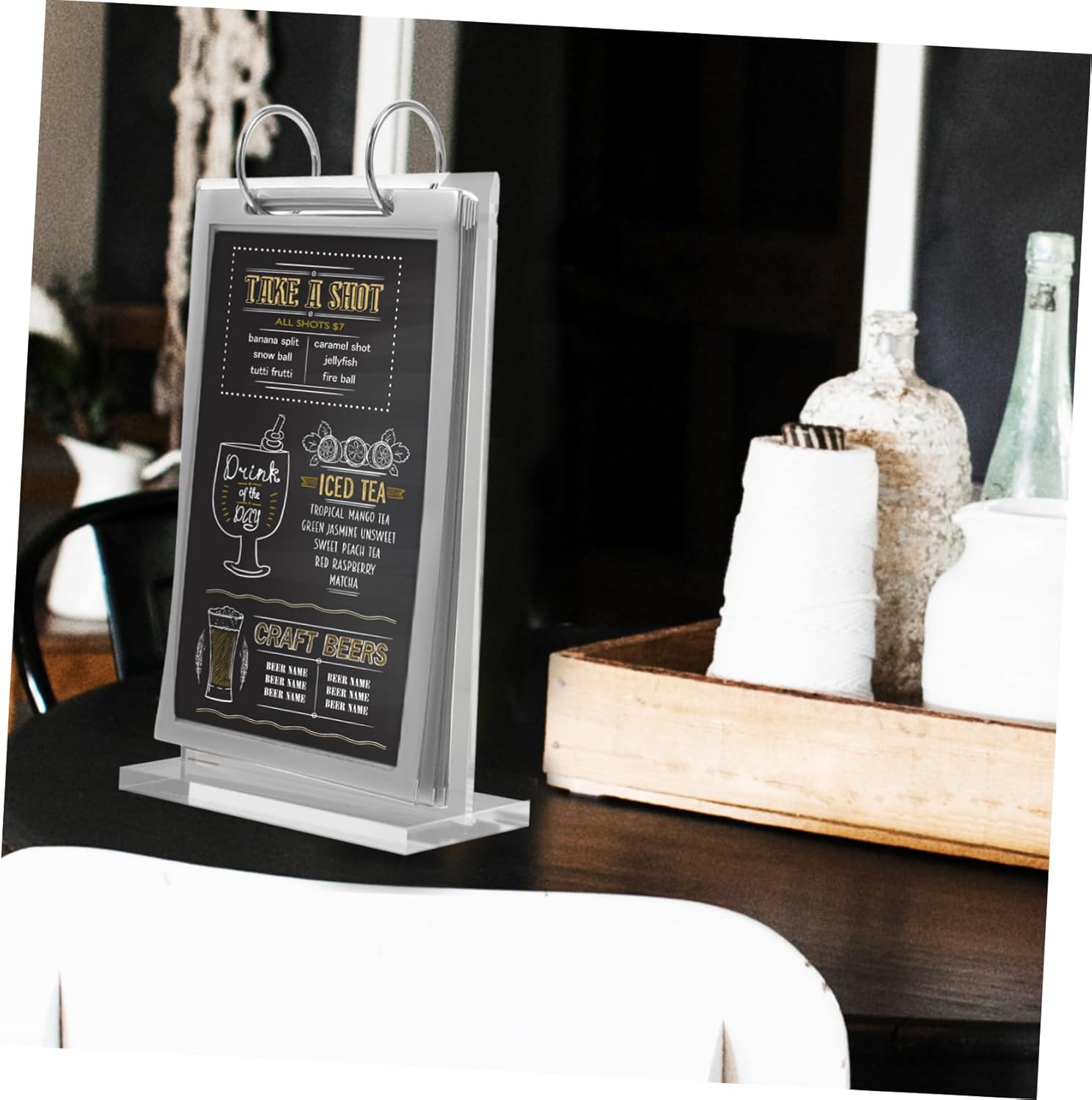 Tofficu 5pcs Stylish Desktop Menu Display Stand Flip Sign Holder Stand for Restaurant Office Easy Setup Menu Holder
