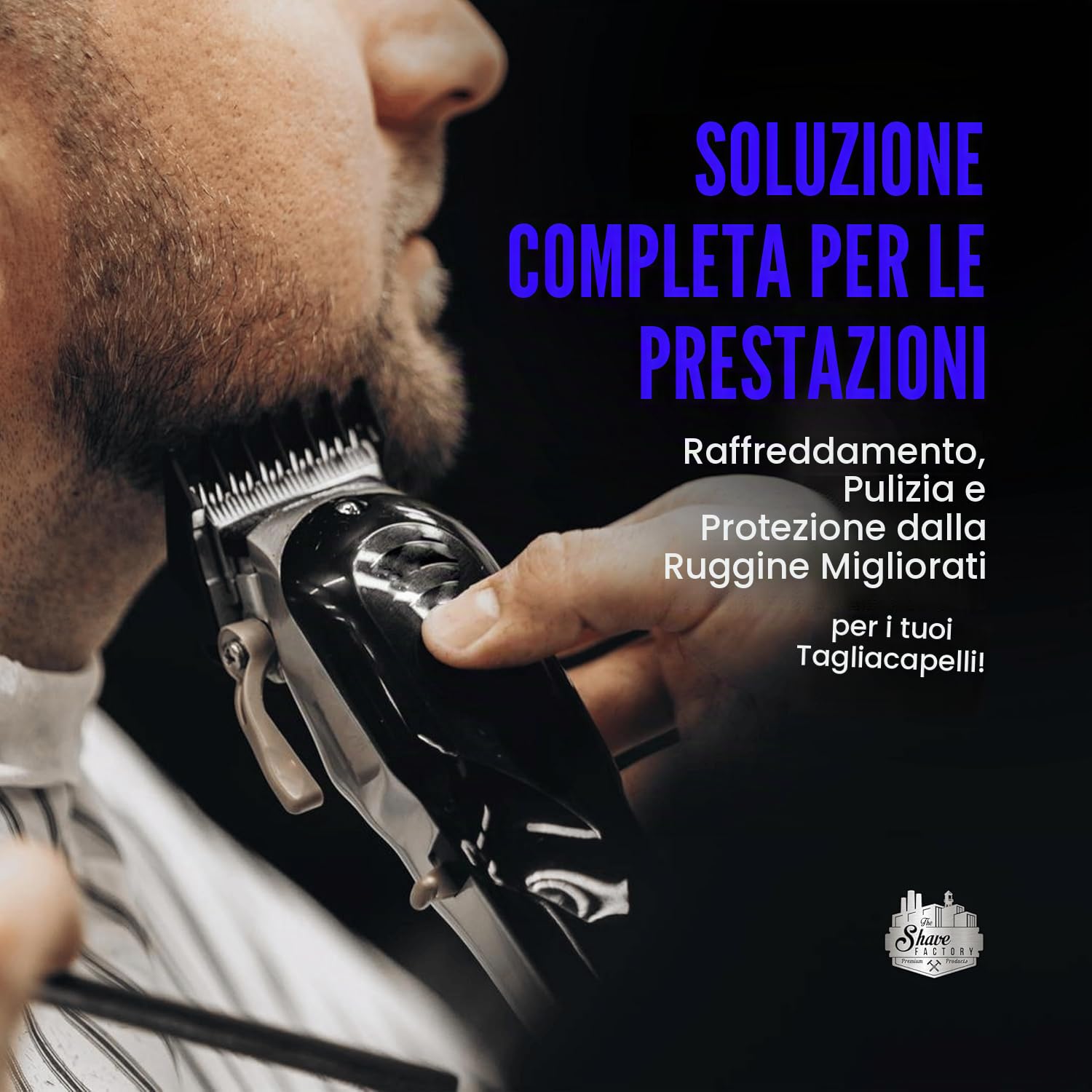 THE SHAVE FACTORY Clippercare – Spray 6 in 1 500 ml – Spray di manutenzione per tosaerba – Rinfresca, pulisce e lubrifica – detergente e lubrificante per lame di tosaerba e trimmers