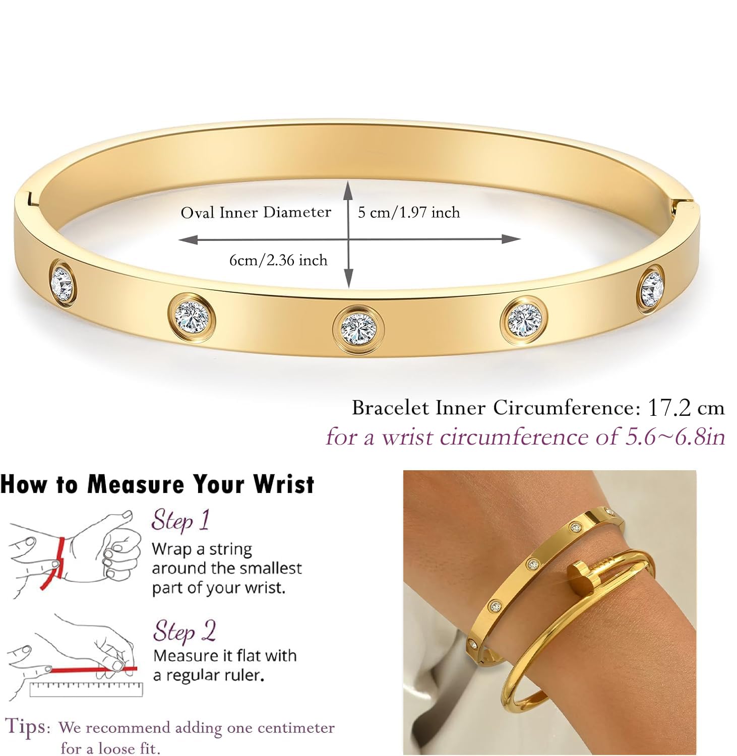 Bracelet jonc en acier inoxydable plaqué or 18 carats avec trèfle empilable pour l'amour bijoux tendance