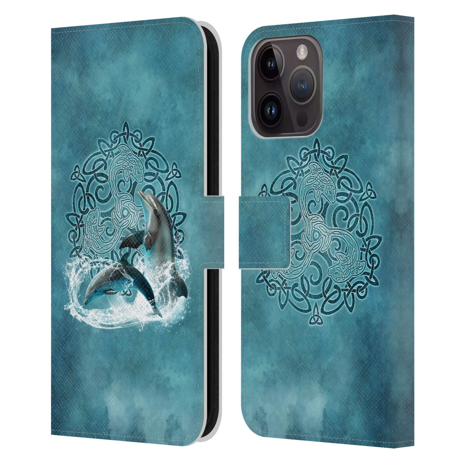 Funda de cuero Brigid Ashwood Delfín Celta para iPhone 15 Pro Max 7