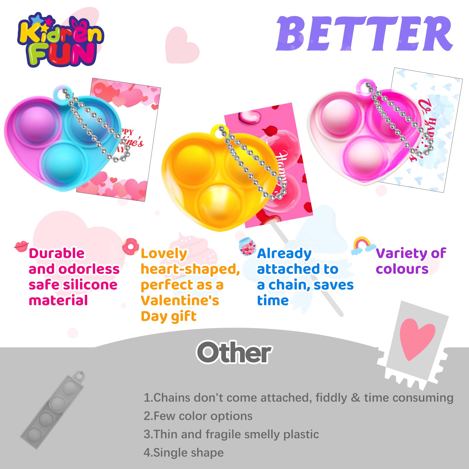 KIDRENFUN Valentines Gifts Wedding Party Bag Fillers, Valentines Day Decoration Keyrings Party Bag Fillers - Image 4