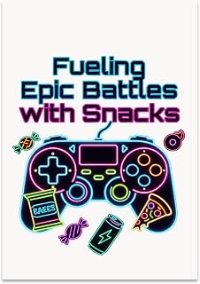 Gamer Poster - Fueling Epic Battles with Snacks - 13x19