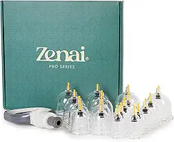 Zenai - Kit Ventosa Com 18 Copos e Bomba de Alta Sucção Ventosaterapia Massoterapia