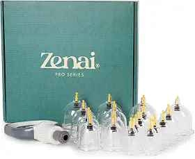 Zenai - Kit Ventosa Com 18 Copos e Bomba de Alta Sucção Ventosaterapia Massoterapia