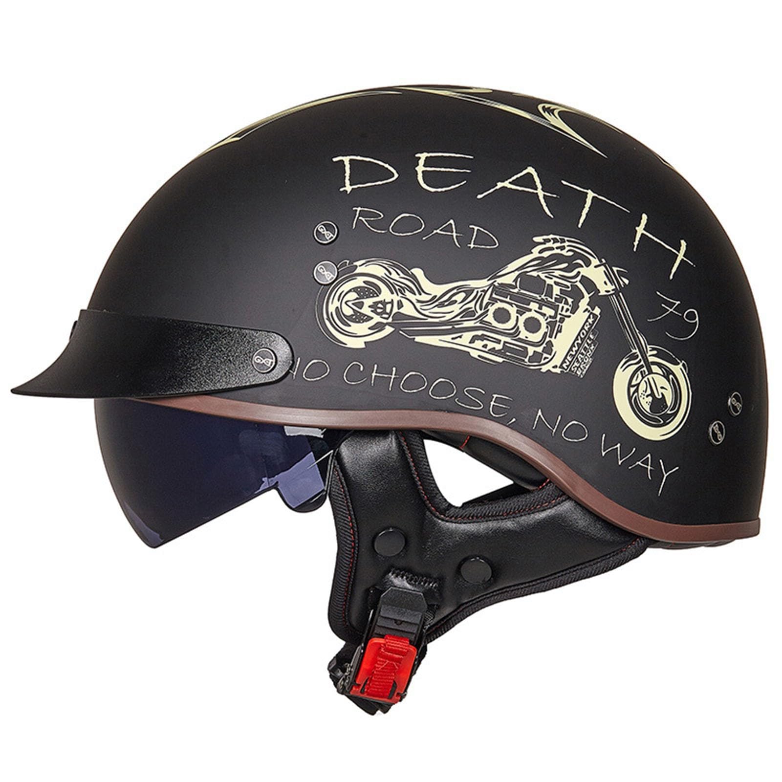 Caschi Cromwell Jet E Demi-Jet Moto Brain - Cap Casco Jet Retro Casco Jet Visiera Incorporata Scooter Casco Ciclomotore Con Punto ECE Approvato Casco Moto D'epoca