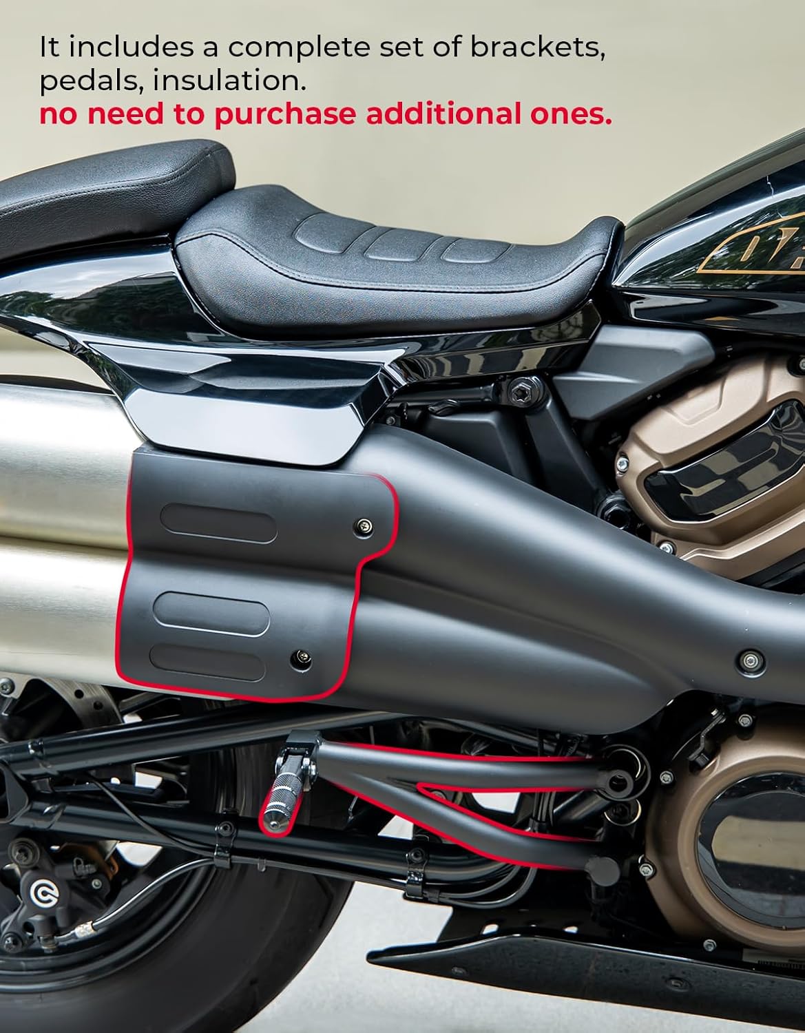 KEMIMOTO Passenger Footpegs Mount Kit Foldable Foot Rest Pedals Set Compatible with Sportster S RH1250 2021 2022 2023 2024 2025