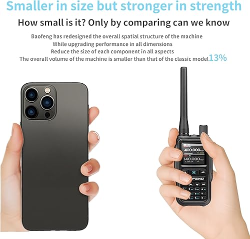 Miniatura 6 de BAOFENG UV-5R Mini radio bidireccional de doble banda (5 W999CH)  Programación de aplicación Bluetooth, alerta meteorológica NOAA, carga rápida tipo